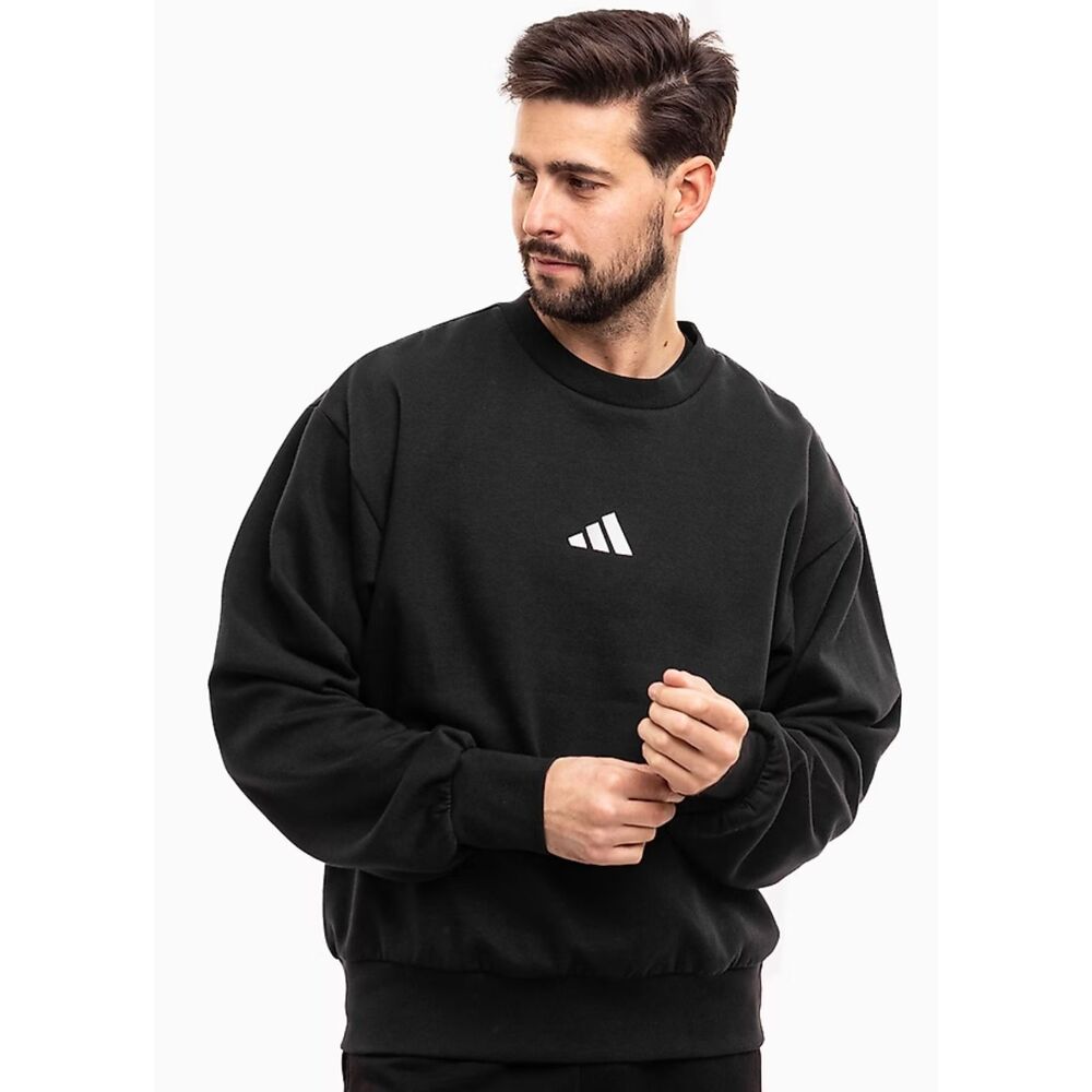 NWT Adidas Feel Cozy Sweatshirt Men's 2XL Black Fleece Crewneck Pullover Logo